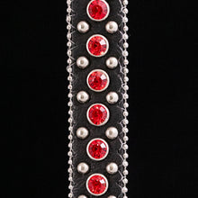 Load image into Gallery viewer, Black leather with red crystals