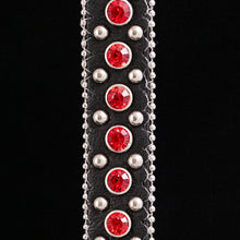 Load image into Gallery viewer, Black leather with red crystals